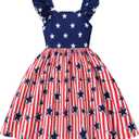 CM-Kid Little Girls 4th of July Dress Kids Independence Day Dresses American Flag Sundress Summer Patriotic Outfit Clothes (Blue)