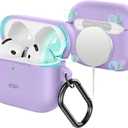 ESR for AirPods 4 Case, Compatible with AirPods 4th Generation Case (2024) (USB-C), Compatible with MagSafe, Full Drop Protection Cover with Carabiner, Magnetic Lid Lock, Purple