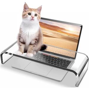 Clear Monitor Stand Riser, Computer Monitor Stand/Acrylic Monitor Riser for Home Office Laptop, PC Desk Stand for Keyboard Storage & Multi-Media Laptop Printer TV Screen (14"/7.1"/3.6")