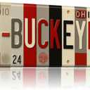 Ohio State Buckeyes Go Buckeyes License Plate Sign - Metal Wall Art 16x6 Inch Aluminum - Scarlet Gray - Big Ten Fan Cave Dorm Decor - UV-Resistant Ready to Hang College Wall Sign