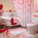 4 Pcs Boho Mid Century Shower Curtain for Bathroom Set, with Non Slip Rug Toilet Lid Cover Bath Mat and 12 Hooks, Abstract Arch Sun Pattern Bathroom Decorations