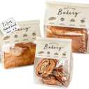 Vinland Window Opening Bread Paper Bag, with Steel Wire Edge Sealing, No Need for Stickers, Suitable for Bread, Cookies, and Snacks (5.1x3.9x11 inch 50)