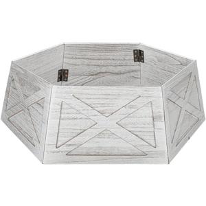 [2025 New] Natural Wood Christmas Tree Collar Stand for Real Trees up to 7.5ft, Durable Tree Base Cover with Easy Installation, Home Holiday Christmas Decoration (Washer White, D-27 Inch)