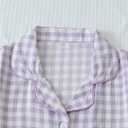 Verdusa Women's Plaid 2 Piece Cute Pajama Sets Short Sleeve Button Down Shirts with Shorts Loungewear (Purple, S)