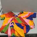 Bsubseach Kaftan Dresses for Women Bathing Suit Cover Up Beach Caftan with Drawstring (One Size, Colorful Geometric)