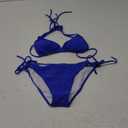 Women's Triangle Bikini Sets Two Piece Double Straps Halter Swimsuit Tie Side String Cheeky Bathing Suits (X-Large, Royal Blue)