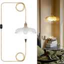 Plug in Pendant Light, Vintage Clear Glass Pendant Lighting, Hanging Light with 16.4ft Plug in Cord for Kitchen Bedroom Living Dining Room