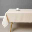 Wewoch Beige Rectangle Tablecloth Wrinkle Resistant Washable Fabric Table Cloth for Dining, Kitchen, Parties, Weddings and Outdoor Use 60 Inch by 84 Inch