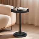 Drink Table, Small Pedestal Side Tables for Small Spaces, Wood Round Martini Table for Outdoor, Living Room and Bedroom, Black