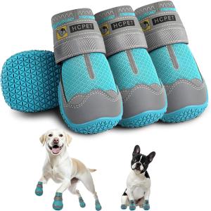 Hcpet Dog Shoes for Large Dogs, Breathable Dog Booties for Small Medium Dogs, Anti-Slip Dog Boots & Paw Protectors for Hot Pavement Winter Snow Hiking with Reflective Straps Blue Size 8 (#8 (Width 2.75 inch) for 74-91 lbs)