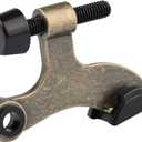 HOMOTEK 8 Pack Hinge Pin Antique Brass Door Stopper, Adjustable Deluxe Heavy Duty Door Stopper 2-1/2"x1-3/4, with Black Rubber Bumper Tips