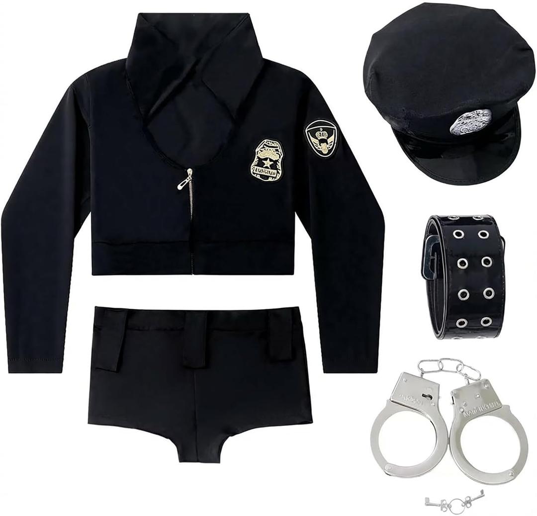 Women Police Costume Officer Uniform Deputy Halloween Masquerade