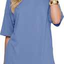 Darong Women's 2 Piece Summer Matching Set Lounge Wear with Pockets | Vacation travel outfit, Airport resort wear, Athleisure clothing, Oversized top & Loose fit drawstring shorts (Blue, L)
