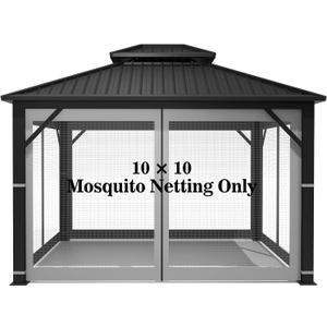 Gazebo Universal Replacement Mosquito Netting  Hugline 10' x 10' Outdoor Mesh Netting Screen 4-Panel Sidewall Curtain with Zipper (Gray) Gazebo Universal Replacement Mosquito Netting  Hugline 10' x 10' Outdoor Mesh Netting Screen 4-Panel Sidewall Curtain with Zipper (Gray)