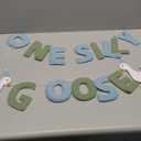 One Silly Goose Birthday Decorations Sage Green Dusty Blue Felt Handmade Pre-Strung 3d Goose 1st Bday Banner for Baby First Birthday Party Decorations Nursery Home Wall Fireplace Decor