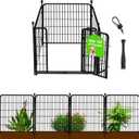 Getlay Garden Fence with Gate 48 in(H)×27 in(L) 4 Panels, Heavy Duty Iron Animal Barrier Fence, Rabbit Fence for Garden, Suitable for Indoor Pet Or Outdoor Dog Fencing, Total 8.9 Ft(L), Black