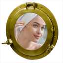 Nagina International Powder Coated Antique Vintage Nautical Premium Aluminum Pirate's Ship's Porthole Mirrors| Exclusive Wall Decor Accent (24 Inches, Antique Brass)