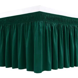 Biscaynebay Wrap Around Bed Skirts for Queen Beds 15" Drop, Christmas Hunter Green Adjustable Elastic Dust Ruffles Easy Fit Wrinkle & Fade Resistant Silky Luxurious Fabric Machine Washable