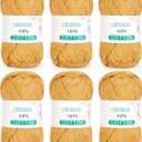 Katech Pure Cotton Yarn for Crocheting & KnittingSoft Sport Weight CYC #2, 6 Skeins (50g each, 300g total), Ideal Crochet Yarn for Dishcloths, Baby Clothes, Socks, Lightweight Scarves(Mustard Yellow)
