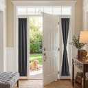 PONY DANCE Grey Blackout Curtain for French Door - Thermal Insulated Window Shade with Tieback, Privacy Panel for Sidelight or Front Door, W25 x L66 Inches, 1 Panel