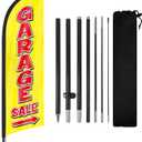 Garage Sale Advertising Swooper Flag Banners, Garage Sale Feather Flags with Pole and Ground Stake, Advertising Feather Banners Sign for Garage Sale Business 8FT, Yellow