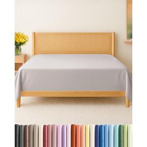 Queen Size Flat Sheet - Hotel Quality Top Flat Bed Sheet Only - Ultra-Soft, Breathable & Cooling - Fade & Wrinkle Free - Easy-Care, Stain & Shrink Resistant Bedding - Easy-Fit & Oeko-Tex - Light Grey