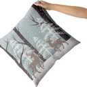 Sweetshow Winter Wildlife Deer Pillow Covers 16x16 Inch Christmas Landscape Deers Snow Tree Ivory Gold Throw Pillows Set of 2 Soft Cotton Pillow Case for Home Sofa Bedroom Livingroom Decor