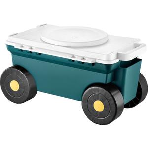 VEVOR Garden Scooter with Seat, 2 in 1 Rolling Garden Cart with Storage Bin, Supports up to 227 lbs, Outdoor Wagon with Handle, Lightweight Storage Gardening Stool for Yard Weeding Planting