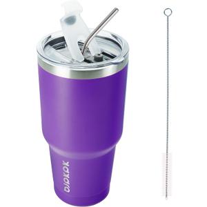 BJPKPK 30 oz Stainless Steel Tumbler With Lid And Straw Vacuum Insulated Double Wall Travel Coffee Water Tumbler,Purple