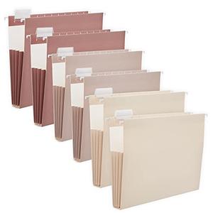 Y YOMA 5 Pack Extra Capacity Hanging File Folders Letter Size Accordion Decorative File Folder Cute Colored Hanging Folder Organizer for Office Home with 1/5-Cut Adjustable Tabs, Mocha Color