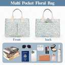Floral Tote Bag For Women Multi Pocket Girls Crossbody Bags Shoulder Handbag For Work Travel Shopping Purse