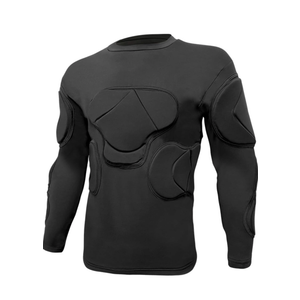 Football Padded Shirt, Black Soccer Goalkeeper Shirts Football Compression Shirt for Basketball Paintball M