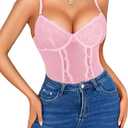 Avidlove Women Lingerie Corset Lingerie Sets for Women Sexy Outfit Teddy Pink Cute Lingerie Lace Floral Lingerie, Size S