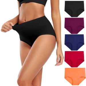 Molasus Women's Cotton Underwear High Waisted Full Coverage Ladies Panties (Regular & Plus Size) (3X-Large, Multicolor-5pack-a3)