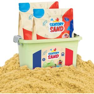 Sensory Sand Bulk Size 10 Pounds Moldable Indoor Playsand Brown Sand Color with Container (Beige)