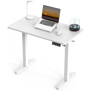 35" x 20" Electric Standing Desk, Compact Height Adjustable Desk for Small Spaces, Small Ergonomic Sit Stand Workstation for Home Office Bedroom Apartment (White)