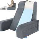 Kayfia Reading Pillow, 10 in 1 Back Pillow for Bed Sitting up with Detachable Arms Rest, Back Rest with Gel Memory Foam, Husband Pillow for Reading/Gaming/Working in Bed or Couch 19", Gray