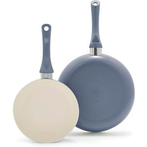 GreenLife 2 Piece (8" & 10") Ceramic Nonstick Skillet Set, Slate Blue