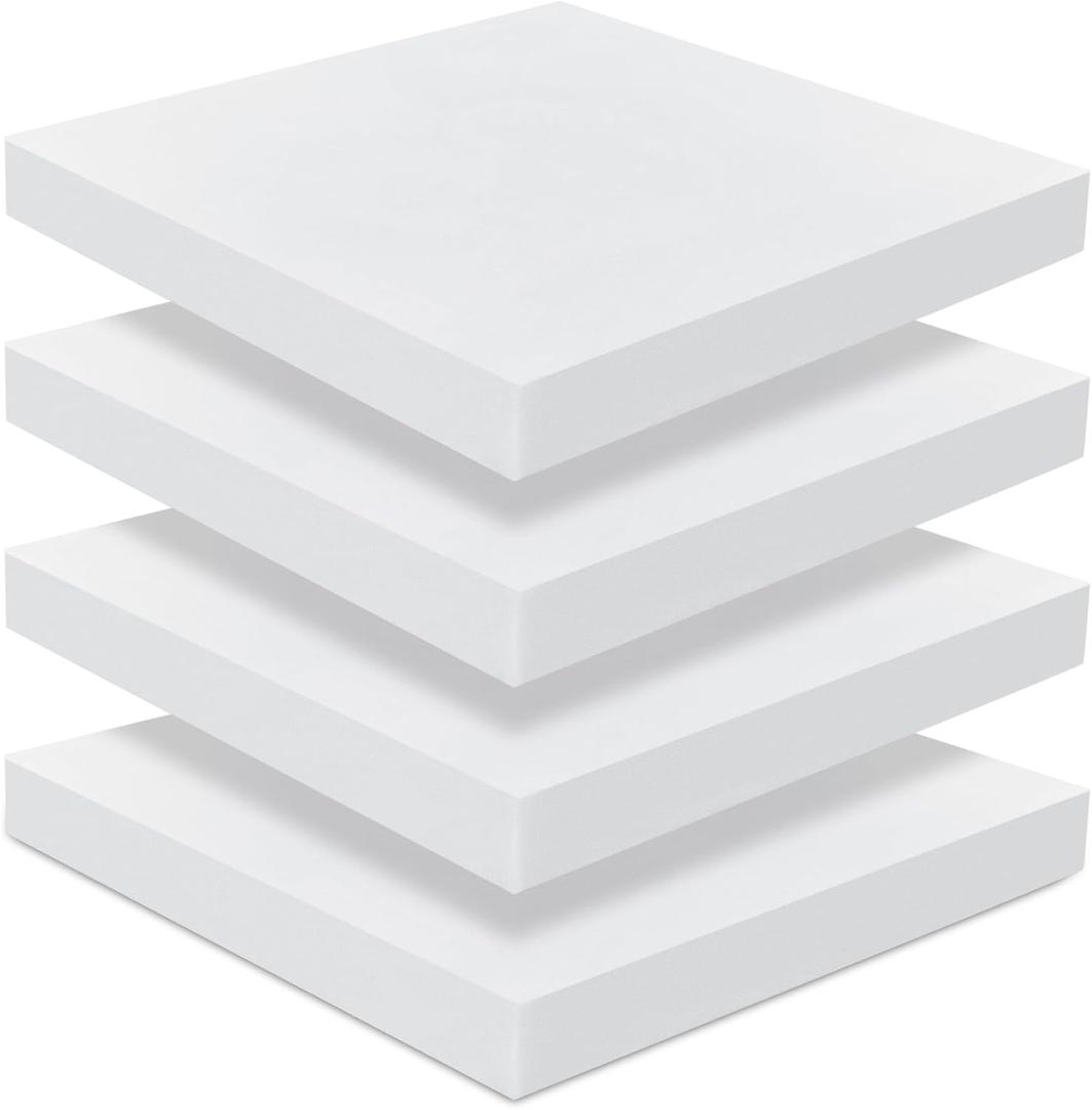 Frienda 4 Pack 2" x 18" x 18" Upholstery High Density Foam Cushion Seat Replacement Square Cut to Size Foam Couch for Patio Furniture Commercial Dinning Chair Couches Benches Padding DIY Projects