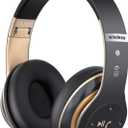 6S Wireless Bluetooth Headphones Over Ear, Hi-Fi Stereo Foldable Wireless Stereo Headsets Earbuds with Built-in Mic, Volume Control, FM for Phone/PC (Black & Gold)