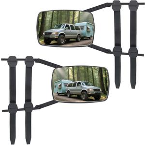 Mirror Extenders For Towing, Universal Clip-on Towing Mirrors 360 Degree Adjustable Extension Mirrors for Car Towing Trailer Truck RV SUVBig Flat Mirror A, 2pcs