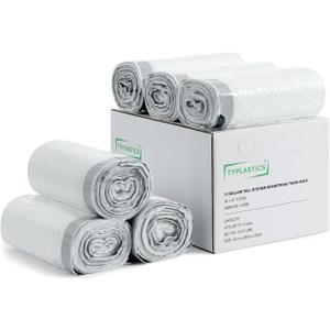 TYPLASTICS FleTex Tall Kitchen 13 Gallon Drawstring Trash Bags, 300 Bags, 24in x 27in, Unscented, White, Wholesale Pack (Heavy Duty, 300 Count)