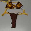 GORGLITTER Women's Y2k Floral Brazilian Bikini Sets Halter Triangle High Cut Thong String Swimsuit 2 Piece Summer Bathing Suits