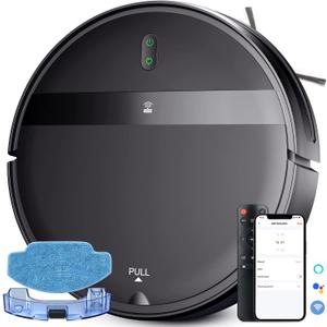 Robot Vacuum for Pet Hair, 2-in-1 Vacuum & Mop Combo with Tangle-Free Suction & Smart 3D Avoidance, App/Wi-Fi/Alexa, Ultra-Slim & Quiet, Self-Charging for Hard Floors and Low-Pile Carpet (Classic Black)