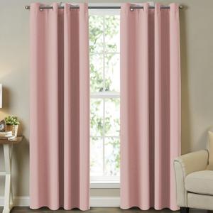 Turquoize Baby Pink Blackout Curtains for Girls Bedroom 108 Inch Window Treatment Curtains Energy Saving Thermal Insulated Grommet Curtains/Drapes for Living Room, 2 Panels, 52" W x 108" L, Baby Pink