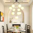 Globe Chandelier 10-Light Globe Glass Chandeliers for Dining Room Mid-Century Pendant Light Fixture for Living Room Kitchen Island Bedroom Entryway