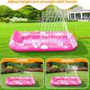 Inflatable Tanning Pool Lounger Float with Sprinkler, 77" x 48" Pool Floats Adult with Pillow, 6 in 1 Suntan Tub Raft Floatie with Drink Holder Sunbathing Water Lounge