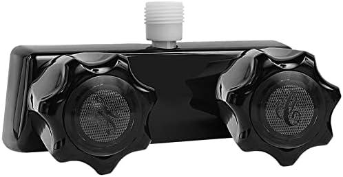 EXCELFU RV Shower Faucet, 4" Camper Shower Faucet Valve Diverter with Knobs for Outdoor and Indoor for RV Camper Trailer Motorhome (Black)