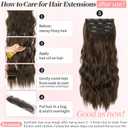 KooKaStyle Clip in Synthetic Hair Extensions Long Wavy 4PCS Thick Hairpieces Chestnut Brown Fiber Double Weft Natural Hair Extensions 20 Inch for Women