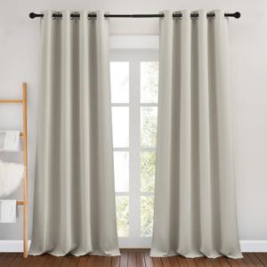 NICETOWN Blackout Curtains for Bedroom 90 inches Long - Window Treatment Thermal Insulated Solid Grommet Room Drapes Sound Reducing for Living Room (Natural, Set of 2, W46 x L90)